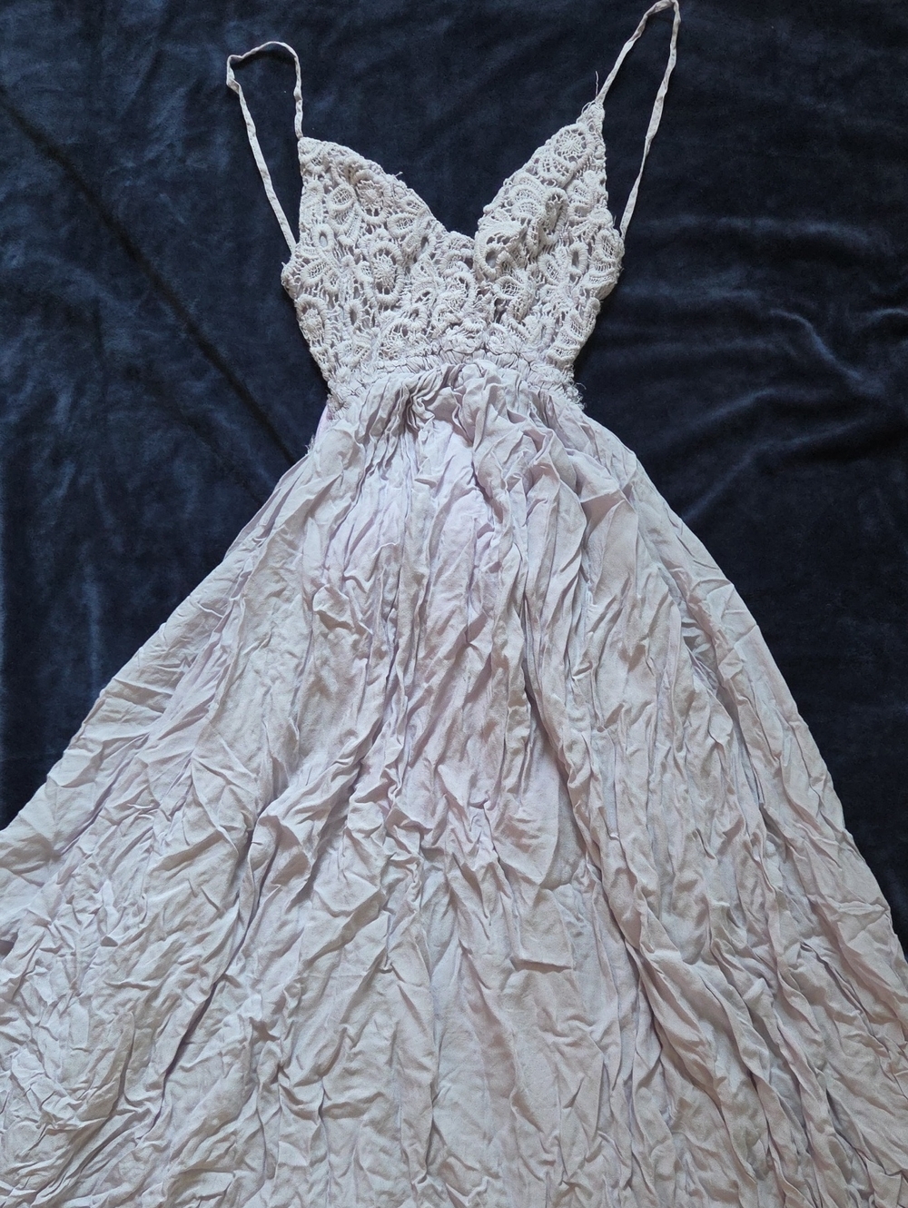 Light Lilac Lace Backless Maxi Dress Small